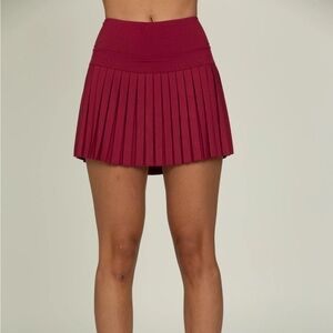 Gold Hinge Maroon Pleated Skirt